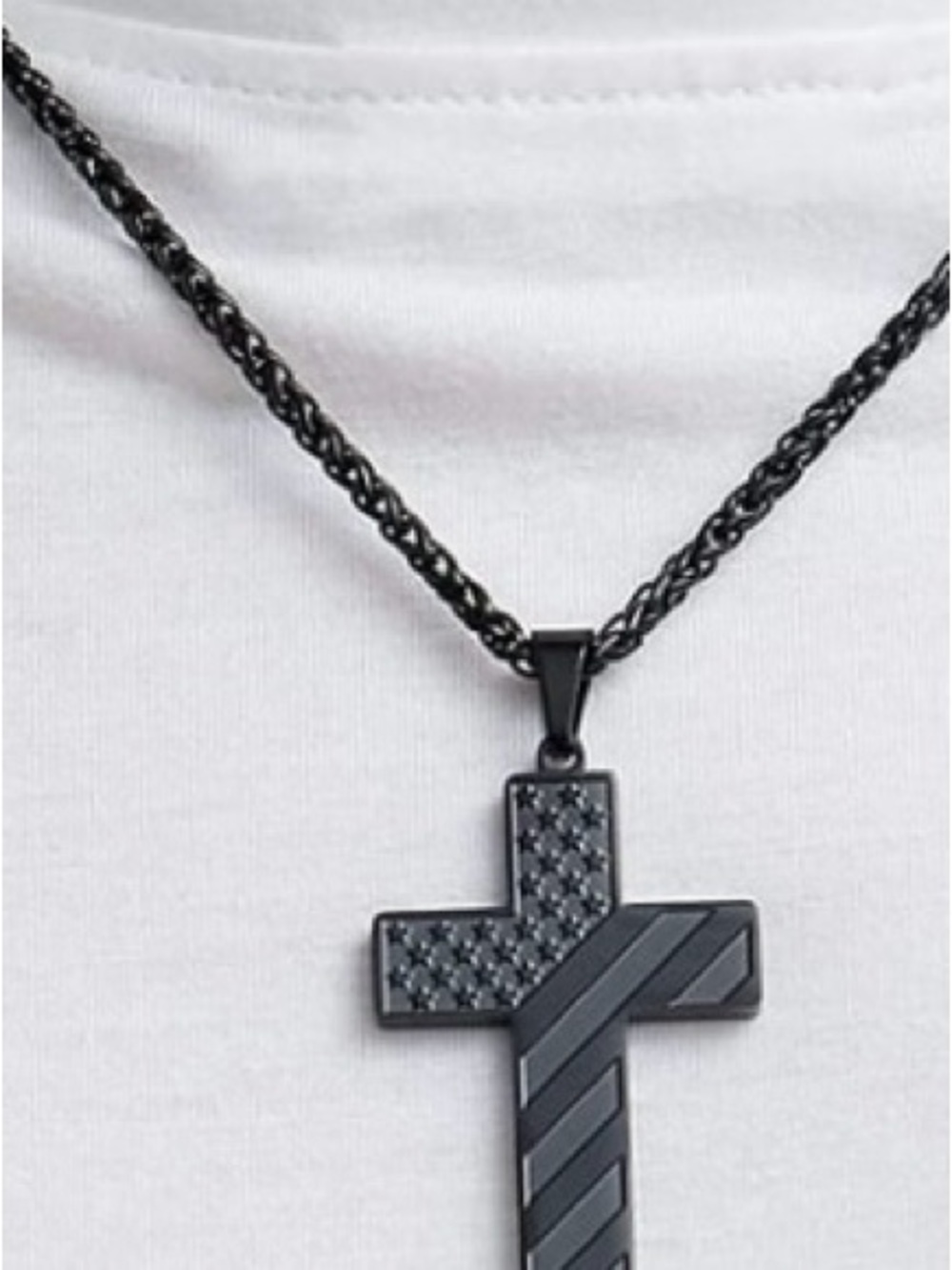 Black Stainless Steel Cross Pendant Necklace